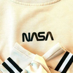 NASA Pullover Sweatshirt Mens Size Small Striped Graphic Vintage Long Sleeve